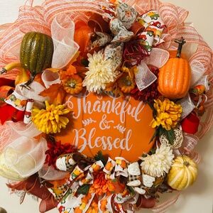 Fall wreath/thankful and blessed